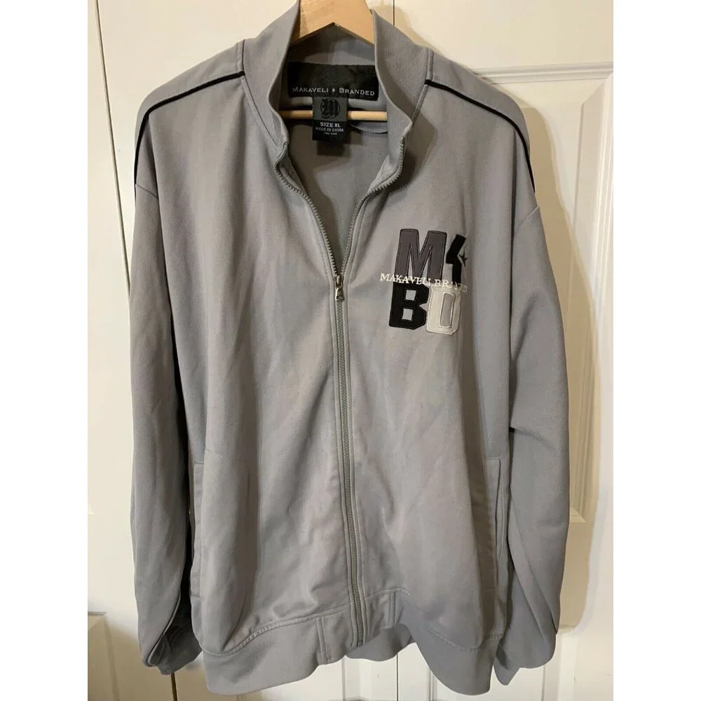 Makaveli Branded Tupac Shakur 2Pac Full Zip‎ Track Jacket - Men’s XL Gray